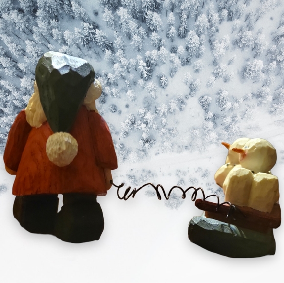 Vtg 1999 Crazy Mountain Santa Sleigh Snowman Kids Sculptures Figurine - Picture 2 of 8